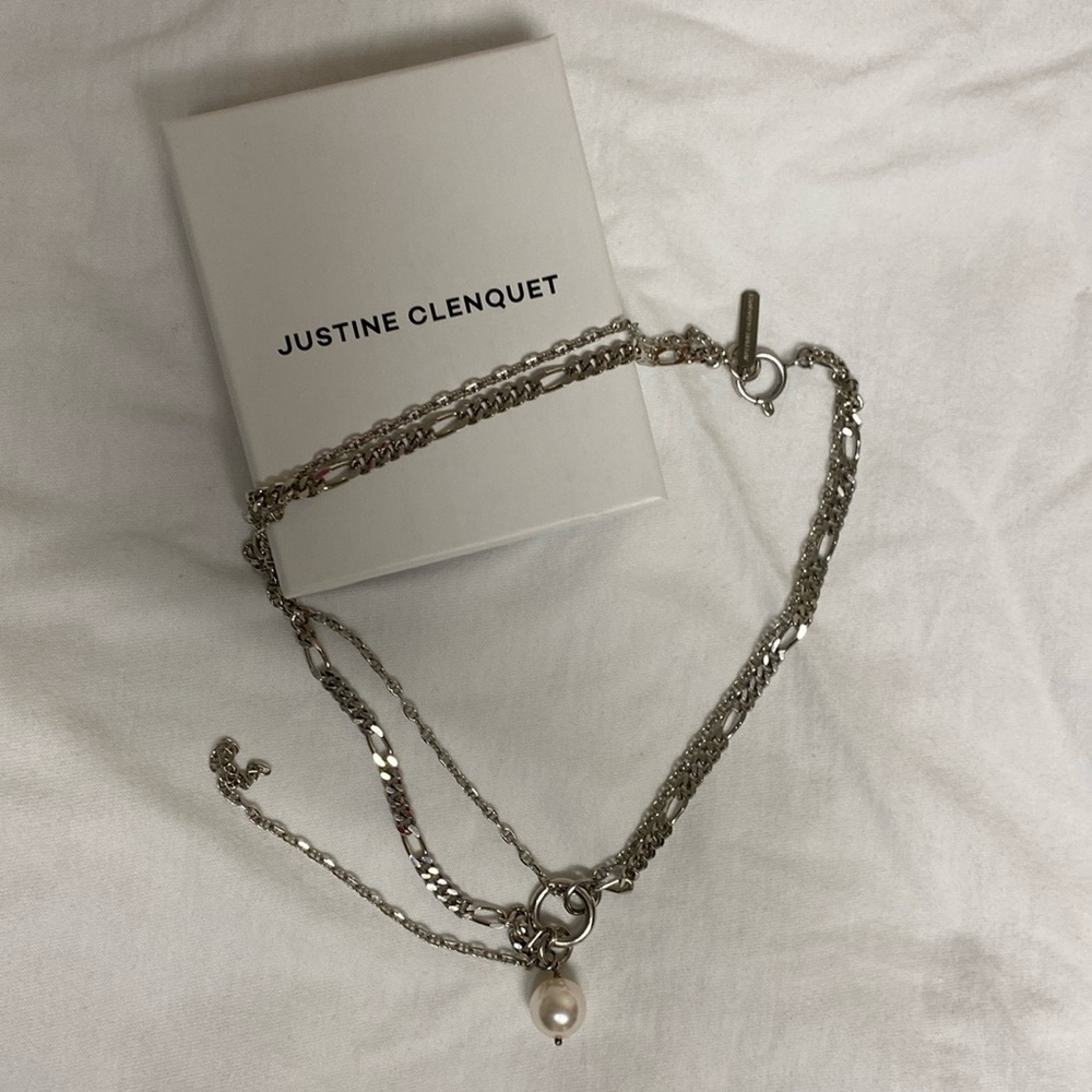 Justine Clenquet Reese Silver Pearl necklace